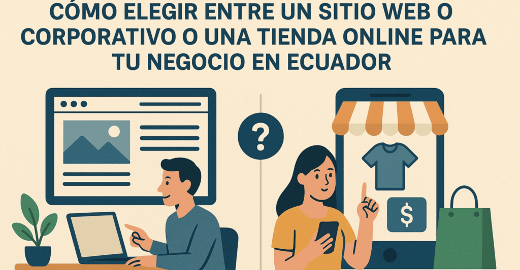 Cómo Elegir entre un Sitio Web Corporativo o una Tienda Online para Tu Negocio en Ecuador 1 Como Elegir entre un Sitio Web Corporativo o una Tienda Online para Tu Negocio en Ecuador 2